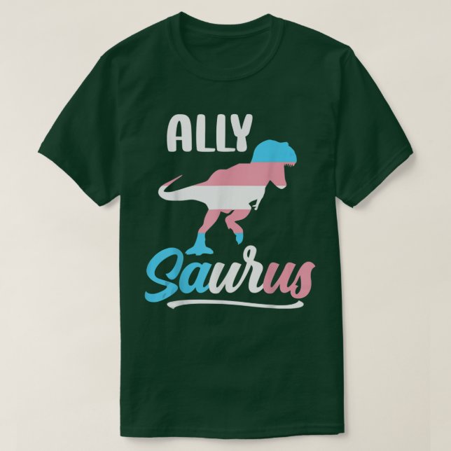 Transgender Allysaurus Dinosaur Flag Ally LGBT Tra T-Shirt (Design vorne)