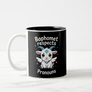 Transgender Baphomet respektiert Pronomen Trans Pr Zweifarbige Tasse