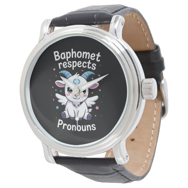 Transgender Baphomet respektiert Pronouns Trans Pr Armbanduhr (Schrägansicht)
