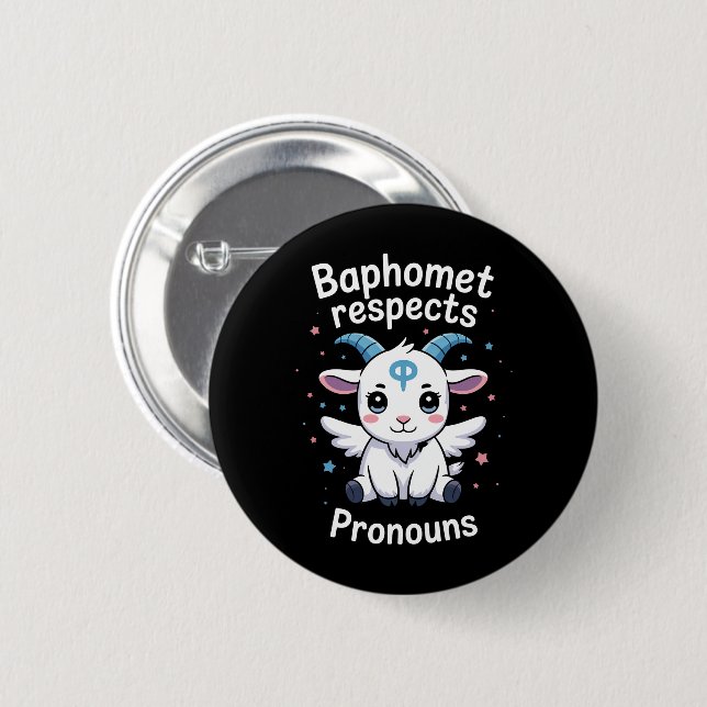 Transgender Baphomet respektiert Pronouns Trans Pr Button (Vorne & Hinten)