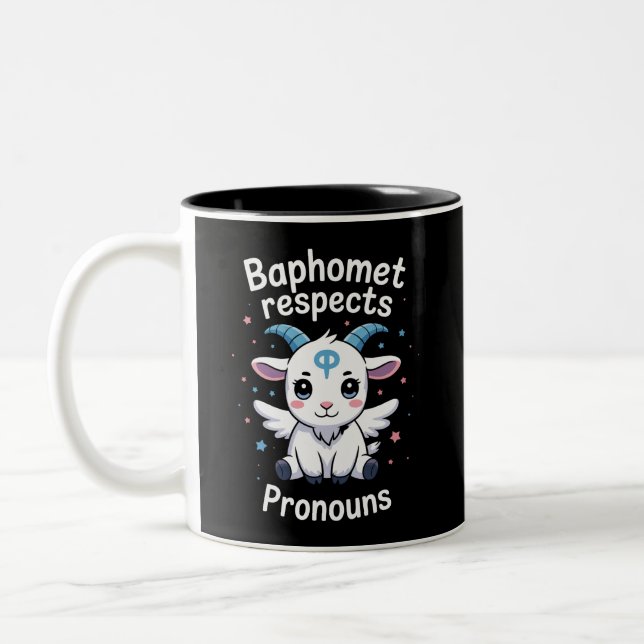 Transgender Baphomet respektiert Pronouns Trans Pr Zweifarbige Tasse (Links)