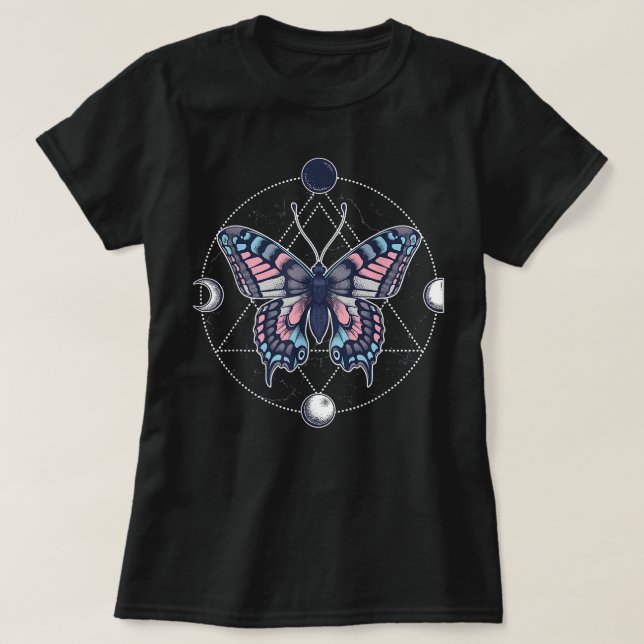 Transgender Butterfly Trans Pride Flag LGBT Moon S T-Shirt (Design vorne)