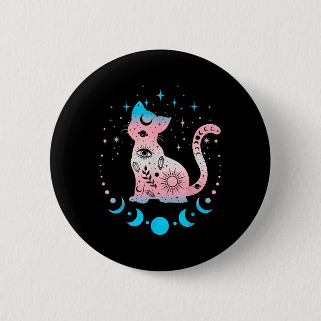 Transgender Cat Astrologie Celestial Lgbt Pride Tr Button (Vorderseite)