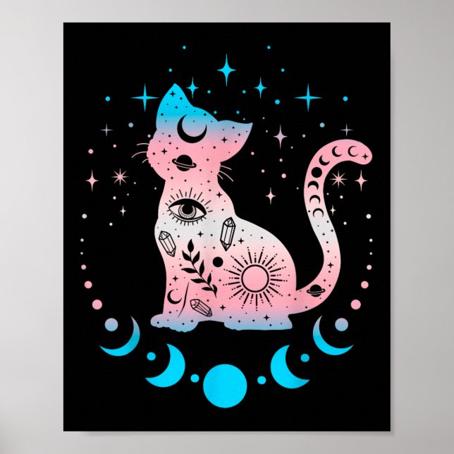 Transgender Cat Astrologie Celestial Lgbt Pride Tr Poster (Vorne)