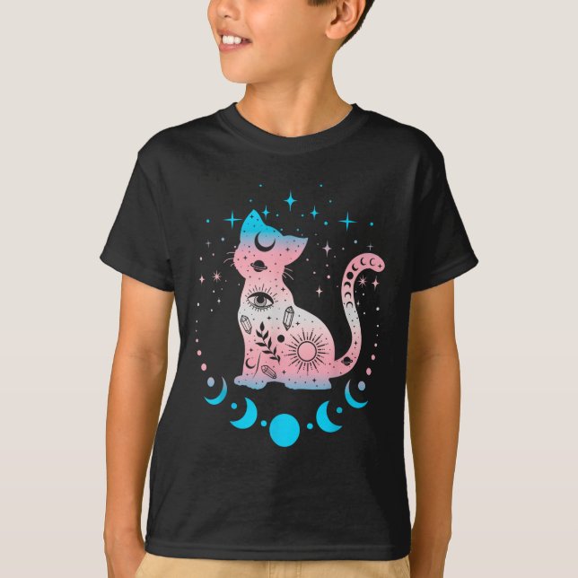 Transgender Cat Astrologie Celestial Lgbt Pride Tr T-Shirt (Vorderseite)