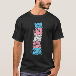 Transgender Cat Stack Niedliche Trans Prix Flag LG T-Shirt