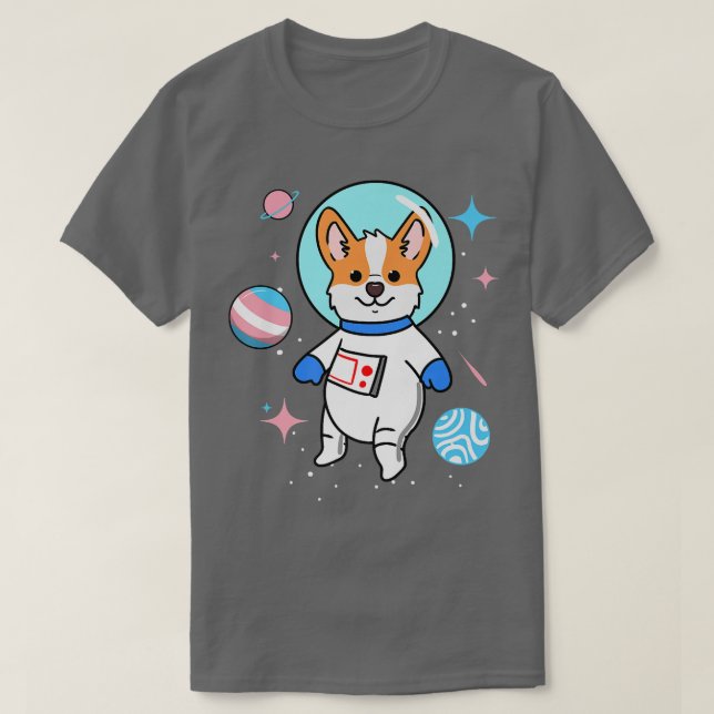 Transgender Corgi in Space Trans Pride 1334 T-Shirt (Design vorne)
