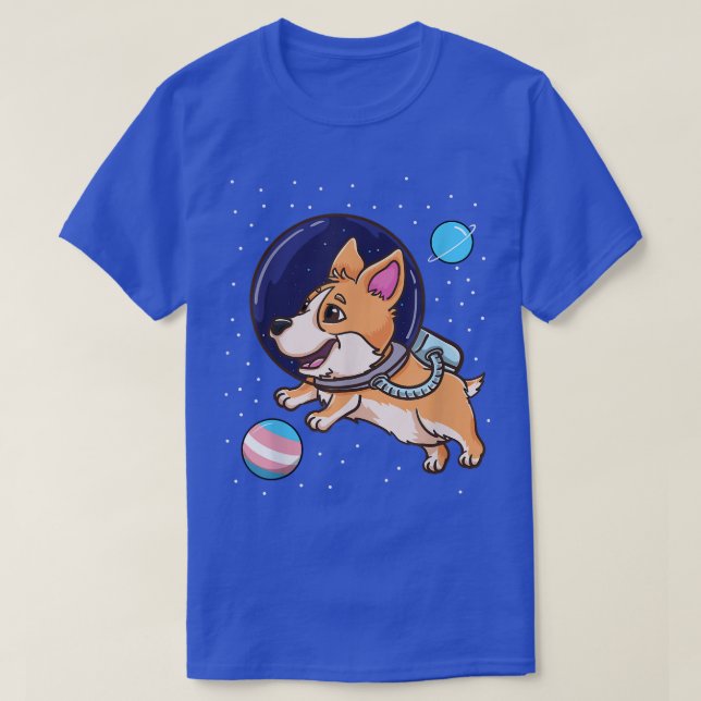 Transgender Corgi in Space Trans Pride 1336 T-Shirt (Design vorne)
