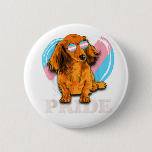 Transgender-Dackel Rainbow-Herz-Pride LGBT-Hund Button