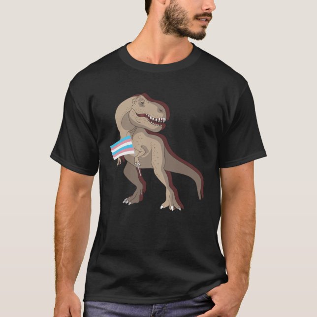 Transgender Dino Rex Trans Pride LGBTQ Pride Flag  T-Shirt (Vorderseite)