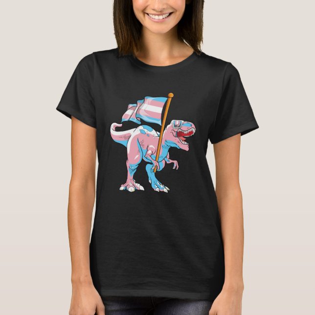 Transgender Dinosaurier Rex Trans LGBT Pride Flag  T-Shirt (Vorderseite)