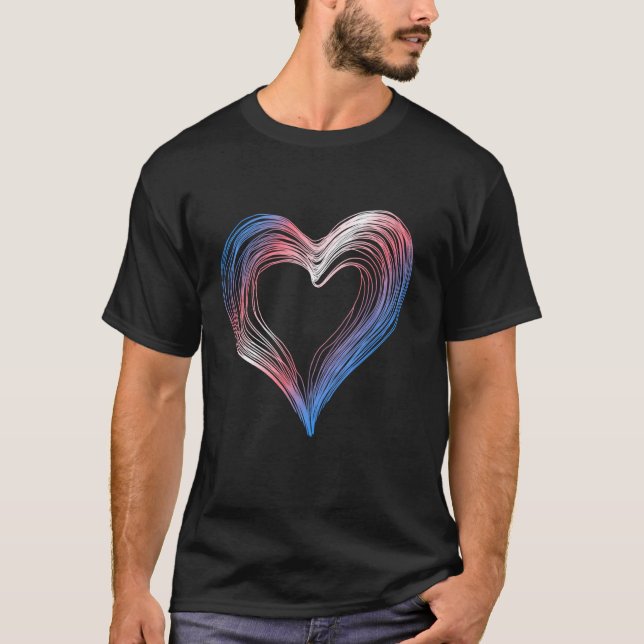 Transgender Doodle Herz Trans-Rechte Pride-Monat  T-Shirt (Vorderseite)