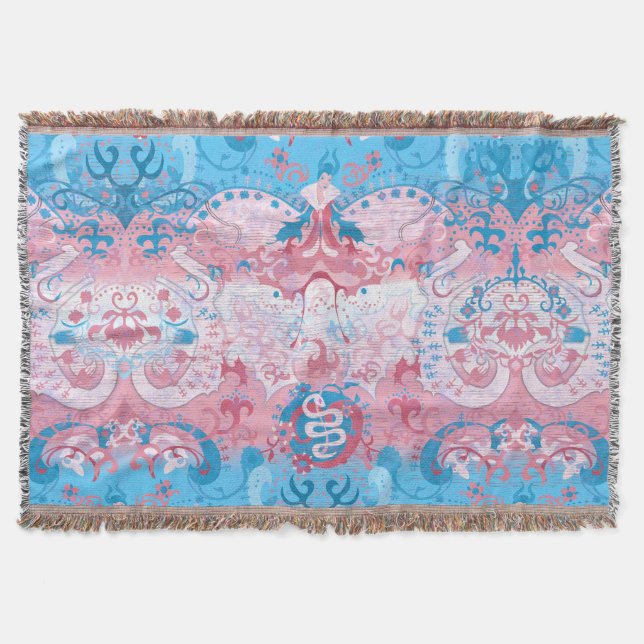 Transgender Dragon Damask - Farbe des Trans-Strich Decke (Vorderseite)