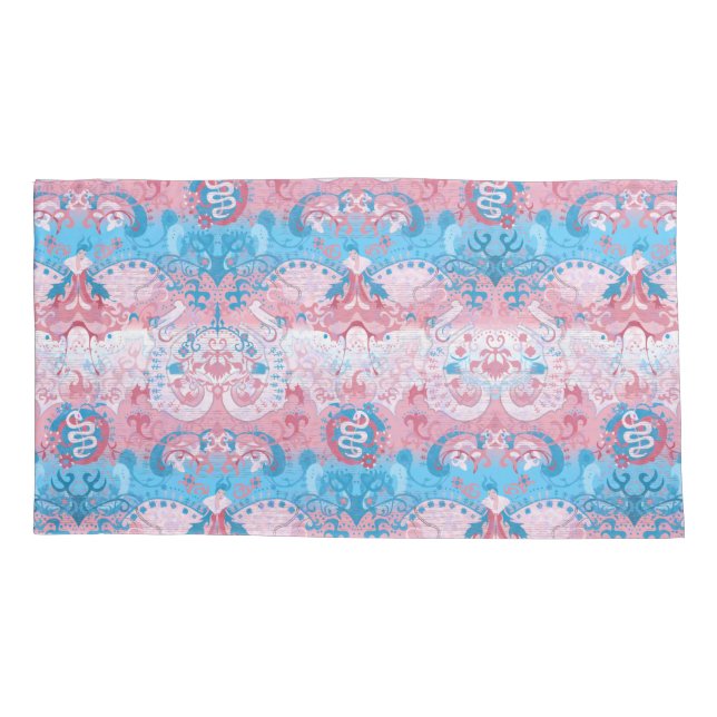 Transgender Dragon Damask - Farbe des Trans-Strich Kissenbezug (Rückseite)