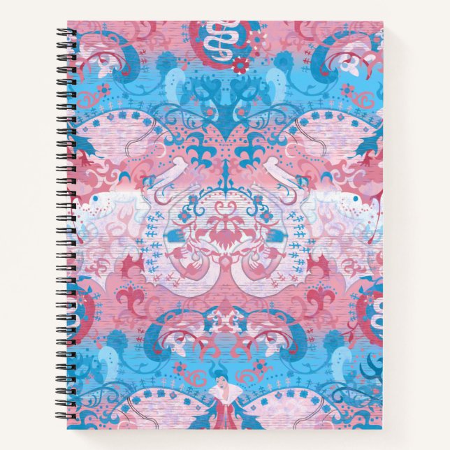 Transgender Dragon Damask - Farbe des Trans-Strich Notizbuch (Vorderseite)