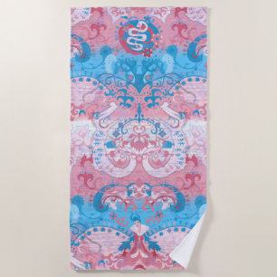 Transgender Dragon Damask - Farbe des Trans-Strich Strandtuch