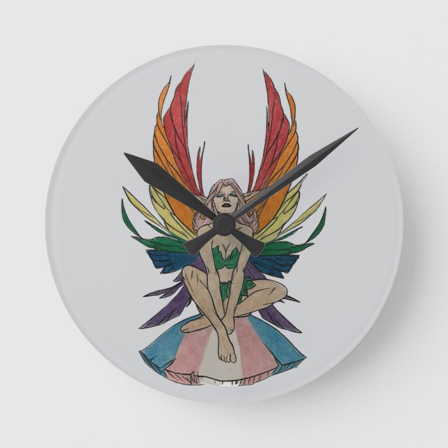 Transgender Faerie  Runde Wanduhr (Vorderseite)