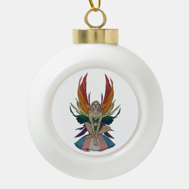 Transgender-Fee Keramik Kugel-Ornament (Vorderseite)