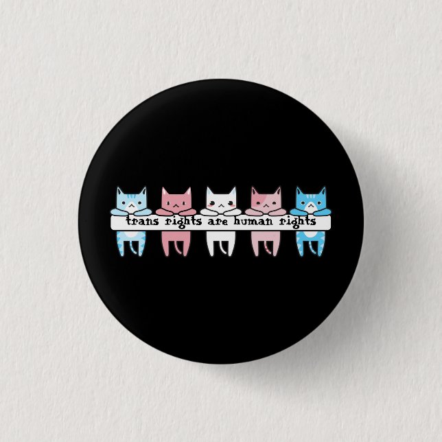 Transgender Flag Cat Trans Rights sind Menschenrec Button (Vorderseite)
