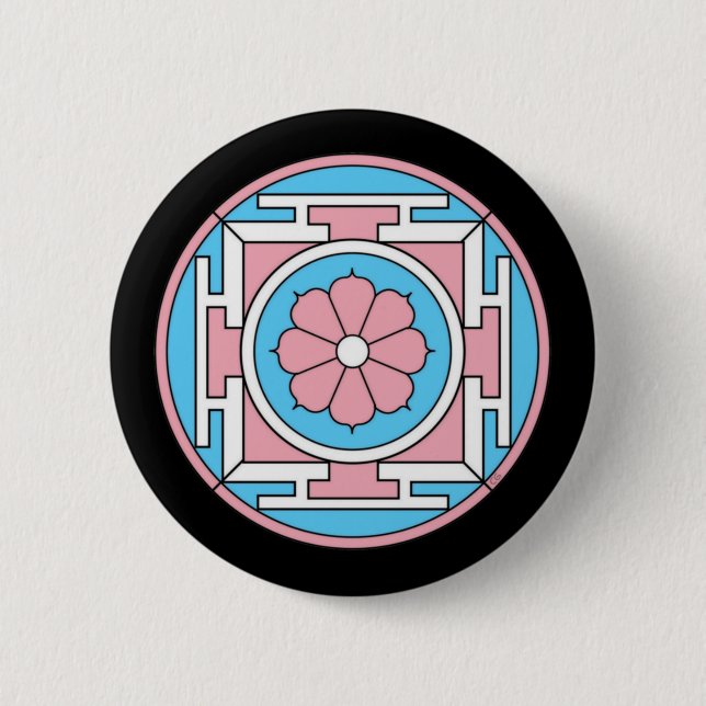 Transgender Flag Colors Mandala LGBTQ+ Button (Vorderseite)
