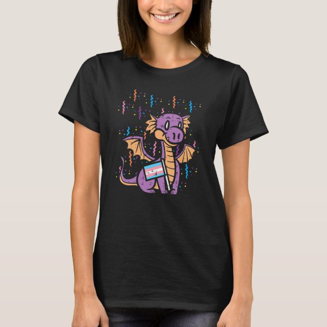 Transgender Flag Dragon Lgbt Trans Pride Stuff Ani T-Shirt (Vorderseite)