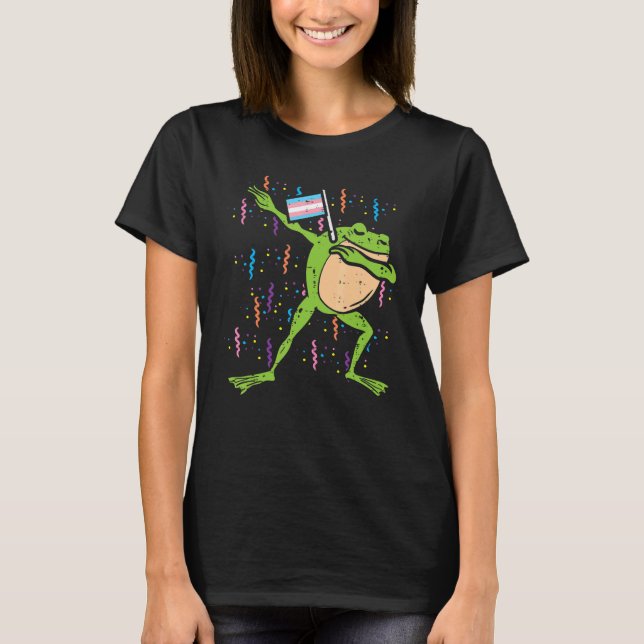 Transgender Flag Frog Dab Lgbt Trans Pride Stuff A T-Shirt (Vorderseite)