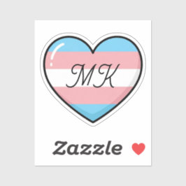 Transgender Flag Heart Monogrammed  | LGBTQIA+  Aufkleber