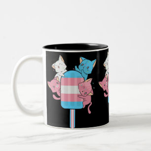 Transgender Flag Katzen und ein Popsiv Zweifarbige Tasse