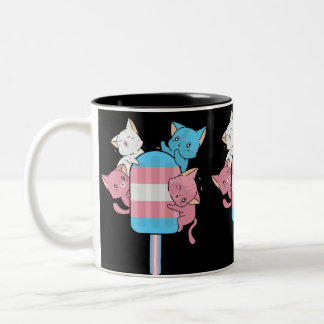 Transgender Flag Katzen und ein Popsiv Zweifarbige Tasse