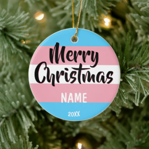 Transgender Flag Personalisierte Weihnachten Keramik Ornament