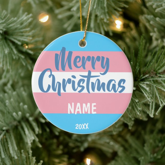 Transgender Flag Personalisierte Weihnachten Keramik Ornament (Baum)
