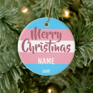 Transgender Flag Personalisierte Weihnachtsfeier K Keramik Ornament