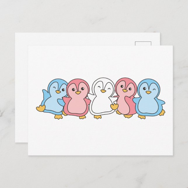 Transgender Flag Pride Lgbtq Niedlich Pinguin Post Postkarte (Vorne/Hinten)