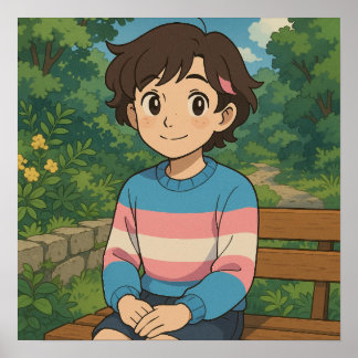 Transgender-Flagge Anime-Person | LGBTQIA+ Poster