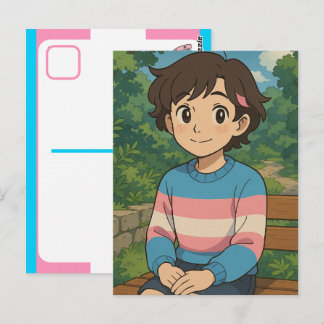 Transgender-Flagge Anime-Person | LGBTQIA+  Postkarte