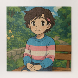 Transgender-Flagge Anime-Person | LGBTQIA+ Puzzle