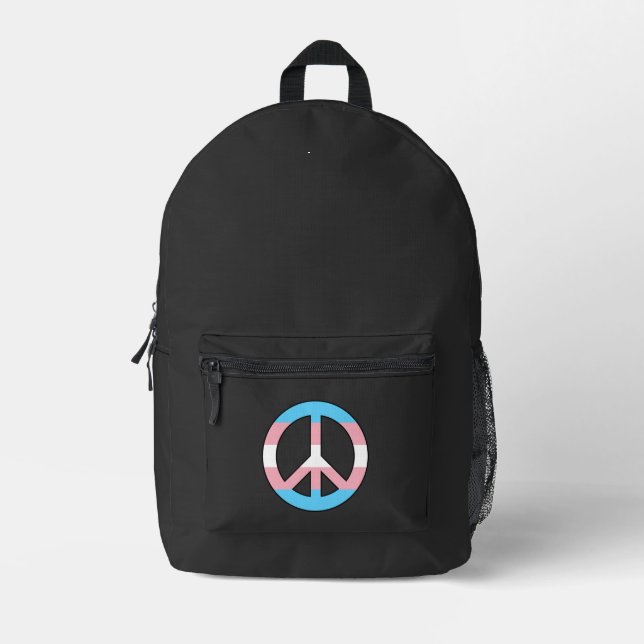 Transgender-Flagge Friedenszeichen  Bedruckter Rucksack (Vorderseite)