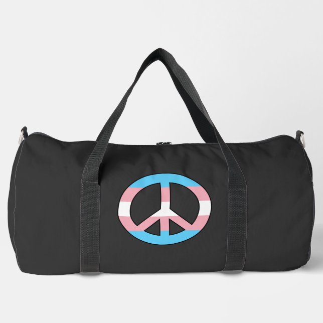 Transgender-Flagge Friedenszeichen  Duffle Bag (Vorderseite)