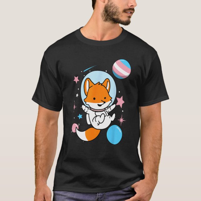 Transgender Fox in Space Trans Prix T-Shirt (Vorderseite)