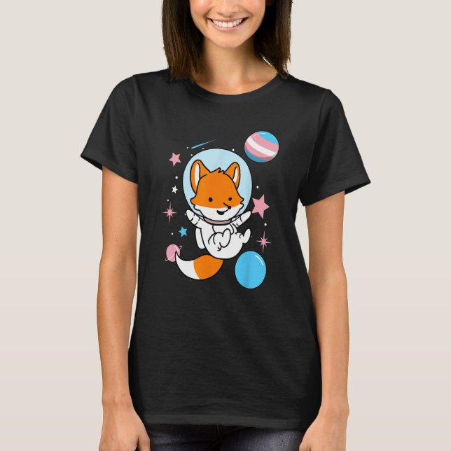 Transgender Fox in Space Trans Prix T-Shirt (Vorderseite)