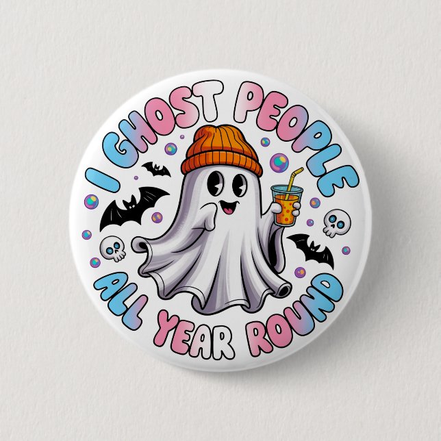 Transgender Funny Halloween - I Ghost People Button (Vorderseite)