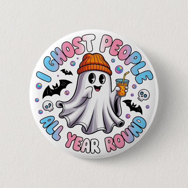 Transgender Funny Halloween – Ich spuke Leute Button (Vorderseite)