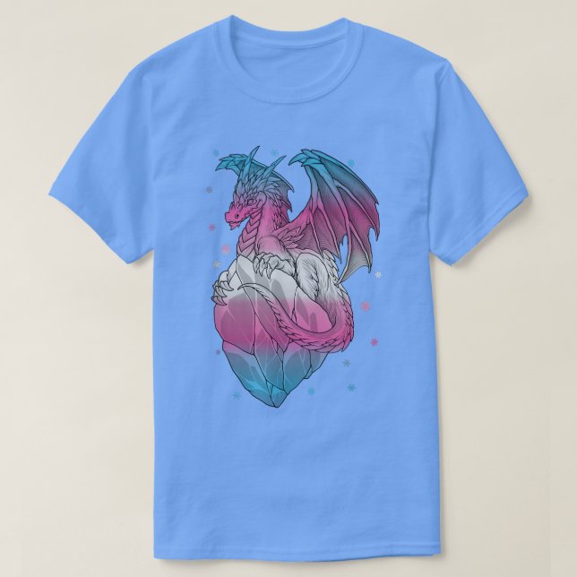 Transgender Ice Dragon Trans Flag Farben T-Shirt (Design vorne)