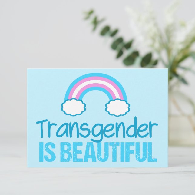 Transgender ist eine schöne Trans Rainbow Flag Kar (Stehend Vorderseite)