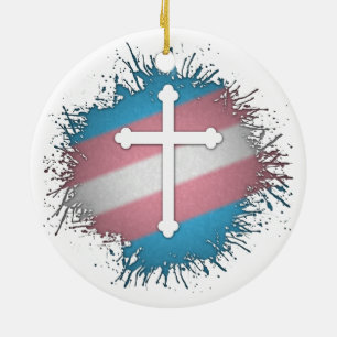 Transgender-Kreuz Keramik Ornament