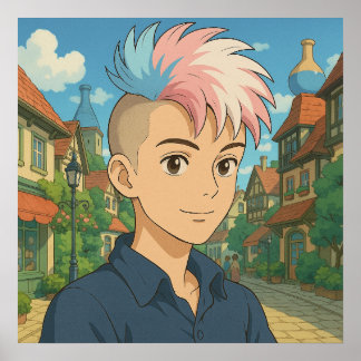 Transgender mit Mohawk Anime Person | LGBTQIA+ Poster