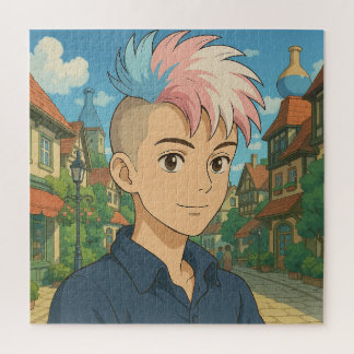 Transgender mit Mohawk Anime-Person | LGBTQIA+  Puzzle