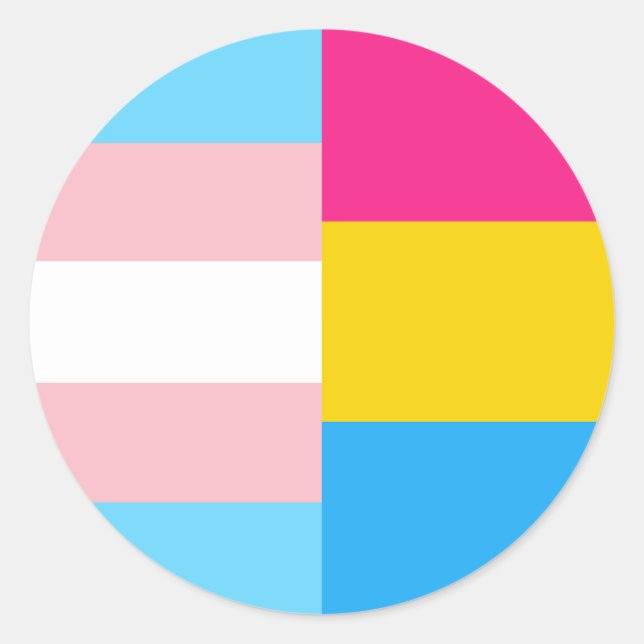 Transgender Pansexual Dual Pride Flag Runder Aufkleber (Vorderseite)