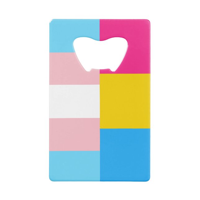 Transgender-Pansexuelle Doppel-Stolzflagge Geldbeutel Flaschenöffner (Vorderseite)