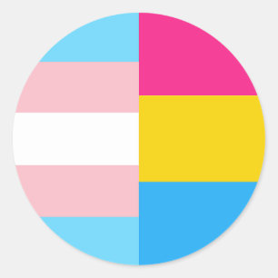 Transgender-Pansexuelle Doppelstolzflagge Runder Aufkleber